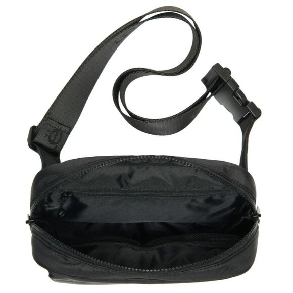 Lolë Unisex Black Crossbody Handwarmer Belt Bag Fanny Pack Faux Fur Adjustable - Picture 7 of 10